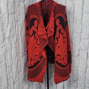 Milano Red and Black Baroque-inspired‎ Cape Sweater S/M